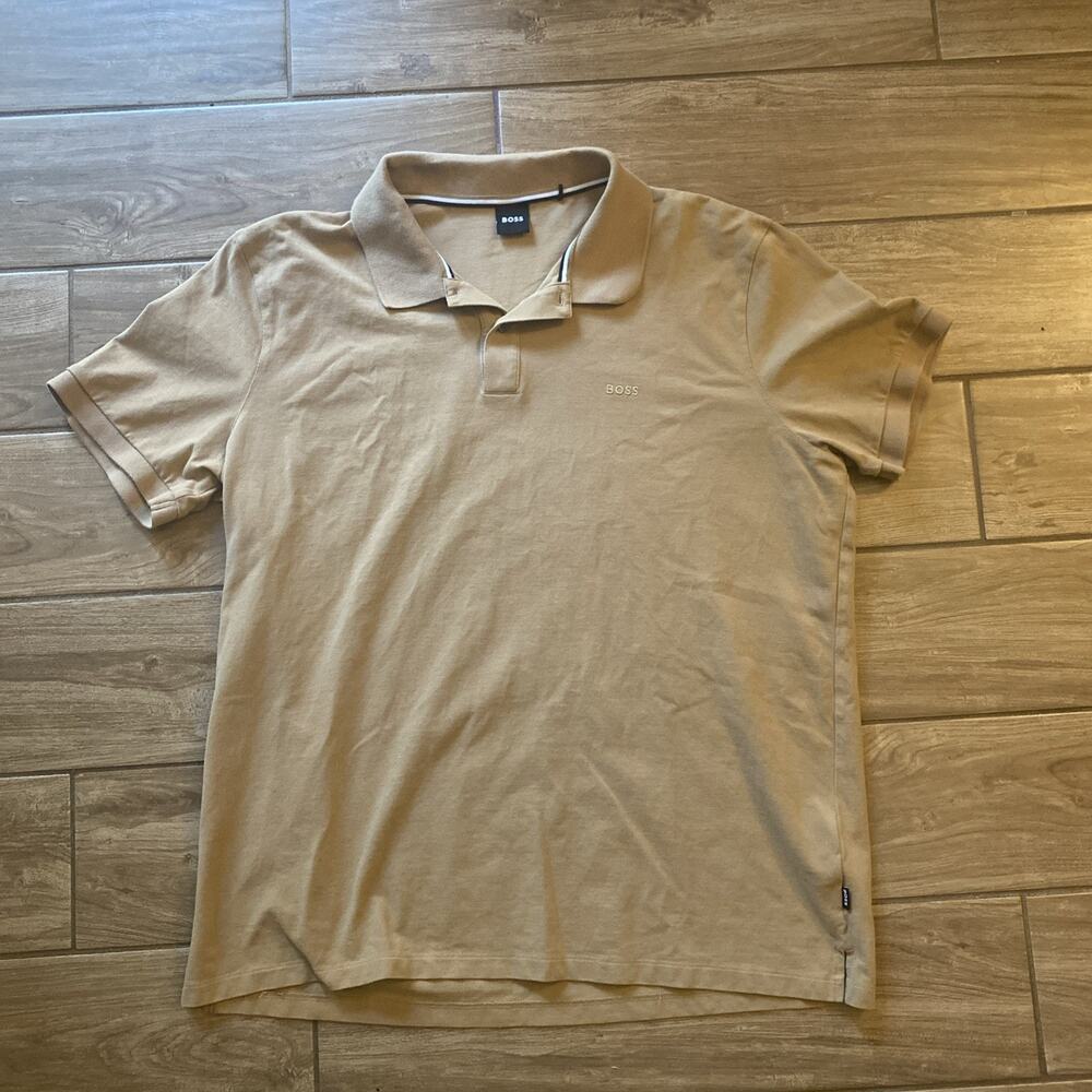 Hugo Boss Black Label Mens Beige Tan Polo Shirt Size 3XL Cotton